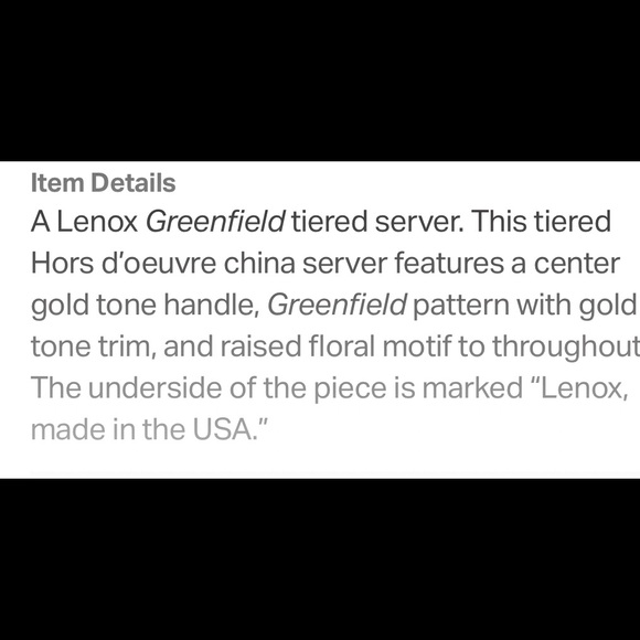 LENOX CHINA TWO TIERED GREENFIELD TERRACE SERVER - Picture 14 of 14